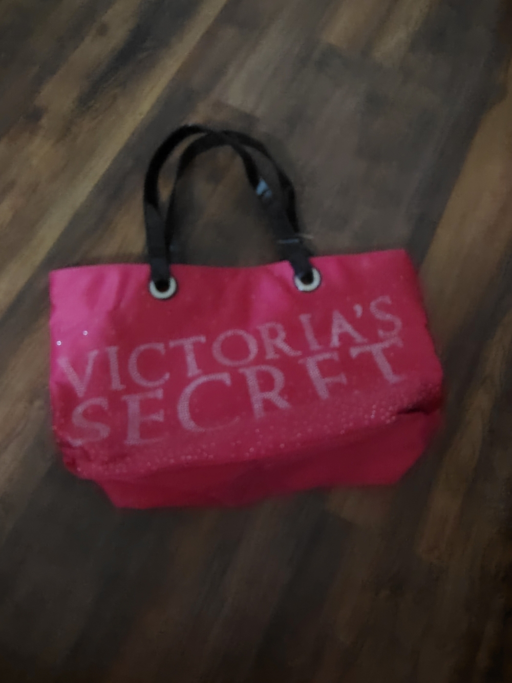 Victoria's Secret Hot Pink Tote with Black Handles
